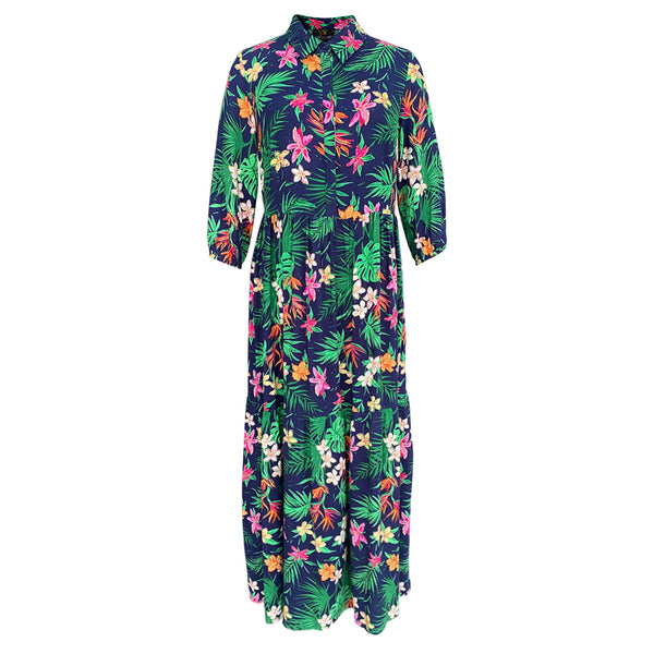 Millie Maxi Dress - Olive Green, Navy, Floral Paradise