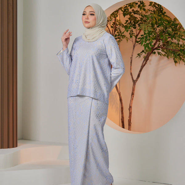 Amani Lace Kurung Set - Lt Blue Lace