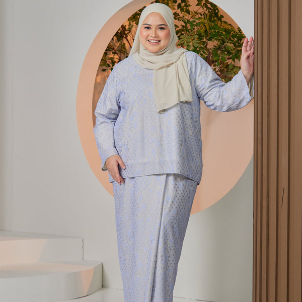 Amani Lace Kurung Set - Lt Blue Lace