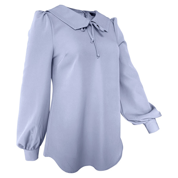 Hazer Bow Tie Blouse - Pale Blue