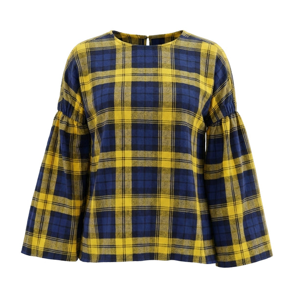Lexi III Drop Shoulder Blouse - Yellow Blue