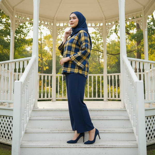 Lexi III Drop Shoulder Blouse - Yellow Blue