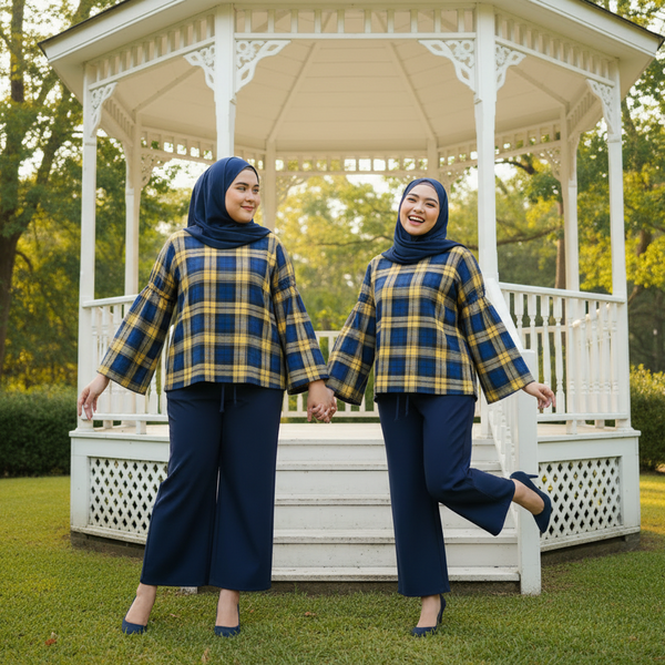 Lexi III Drop Shoulder Blouse - Yellow Blue