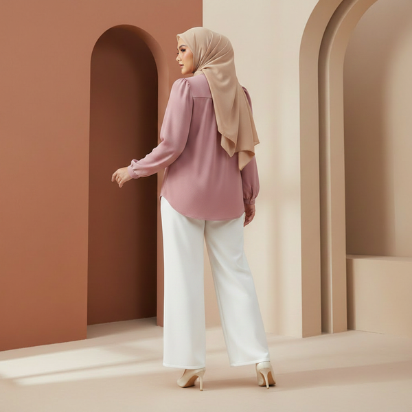 Dareen Blouse - Blush Pink & Ruby Pants - White (Sold Separately)