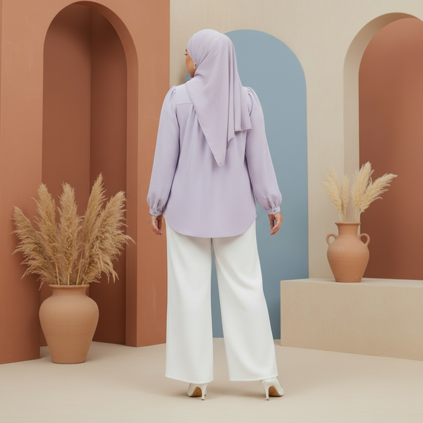 Dareen Blouse - Lilac & Ruby Pants - White (Sold Separately)