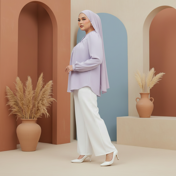 Dareen Blouse - Lilac & Ruby Pants - White (Sold Separately)