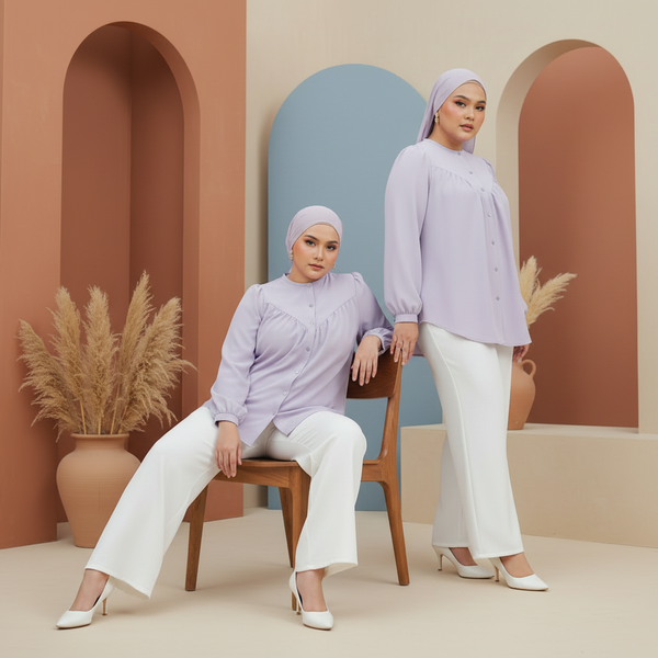Dareen Blouse - Lilac & Ruby Pants - White (Sold Separately)