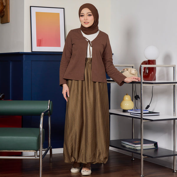 Delilah Cardigan & Skirt - Rich Brown