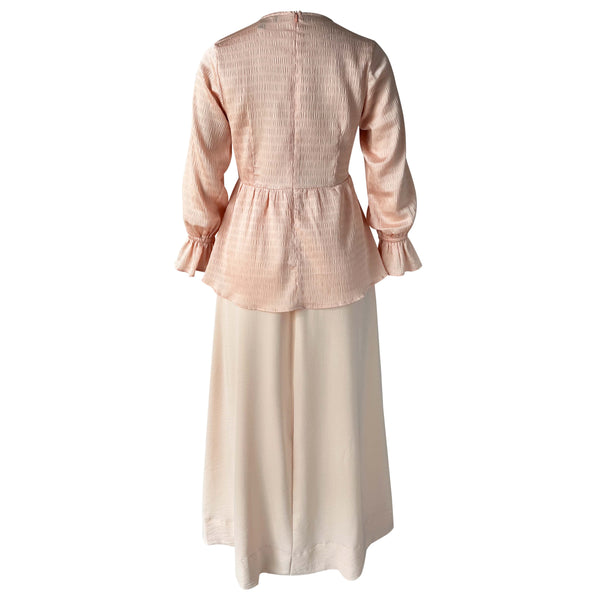 Emery Feminine Blouse & Skirt - Lt Salmon/ Ivory