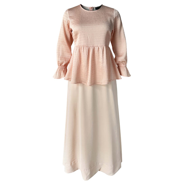 Emery Feminine Blouse & Skirt - Lt Salmon/ Ivory