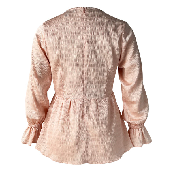 Emery Feminine Blouse & Skirt - Lt Salmon/ Ivory
