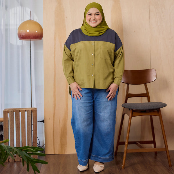 Lainey Blouse - Olive Stripe