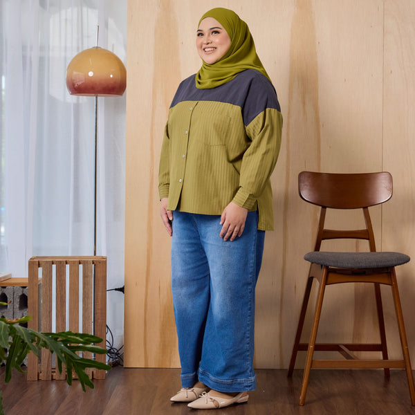 Lainey Blouse - Olive Stripe