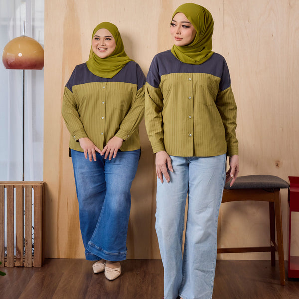 Lainey Blouse - Olive Stripe