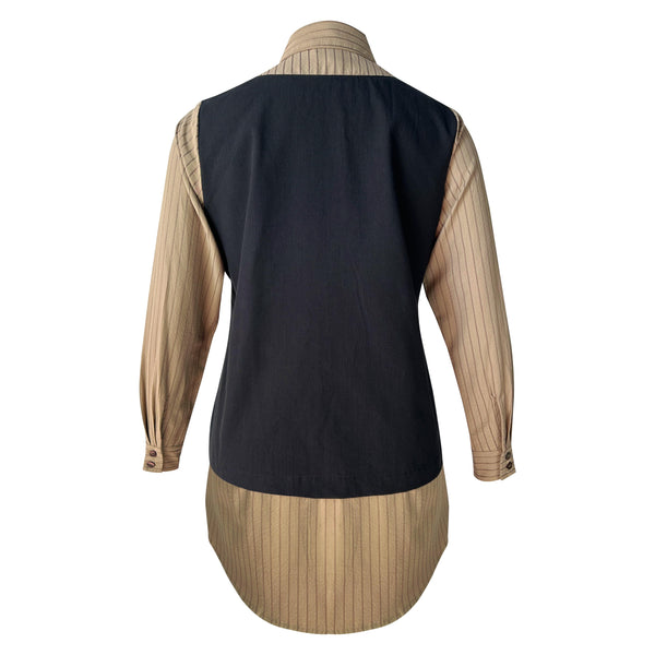 Chloe Blouse - Black Truffle Stripe