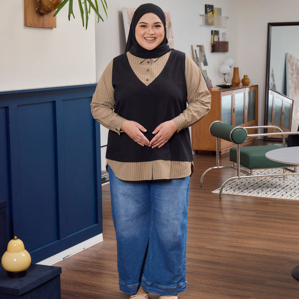 Chloe Blouse - Black Truffle Stripe