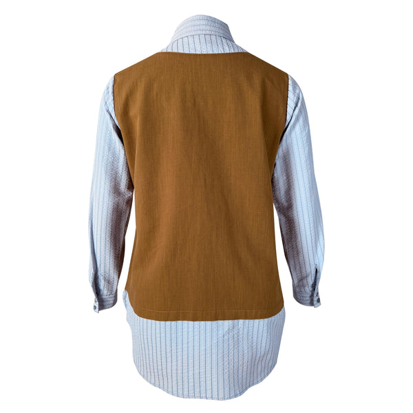 Chloe Blouse - Caramel Blue Stripe