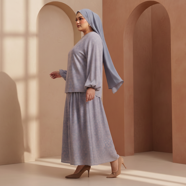 Suri Kurung Set - Dusty Blue