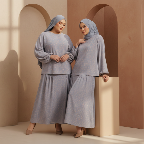 Suri Kurung Set - Dusty Blue