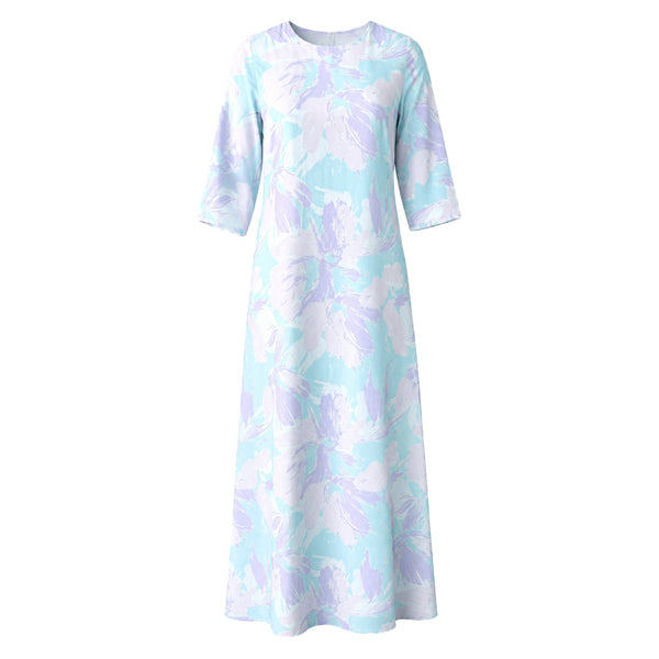 Leena Maxi Dress with Cardigan - Blue Lilac Print