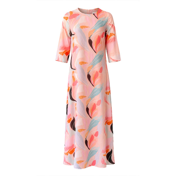 Leena Maxi Dress with Cardigan - Salmon Print