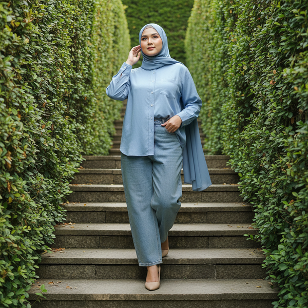 Mira Linen Blouse - Pastel Blue