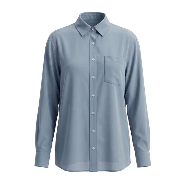 Mira Linen Blouse - Smoke Blue