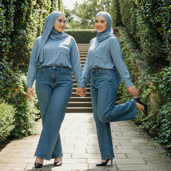 Mira Linen Blouse - Smoke Blue