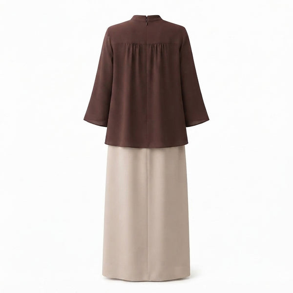 Lembayung Blouse - Brown & Ayla Skirts - Beige (Sold Separately)