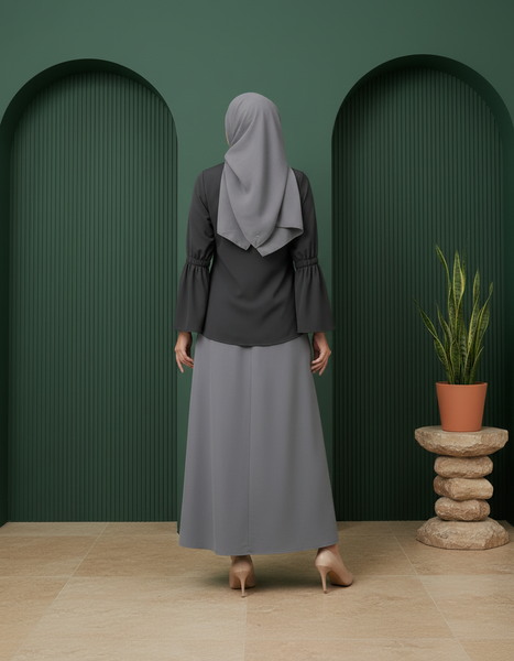 Bayang Blouse - Black & Ayla Skirts - Grey (Sold Separately)