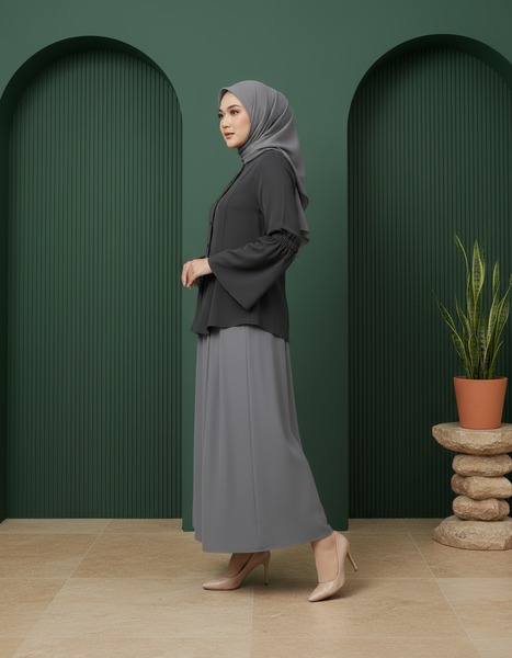 Bayang Blouse - Black & Ayla Skirts - Grey (Sold Separately)