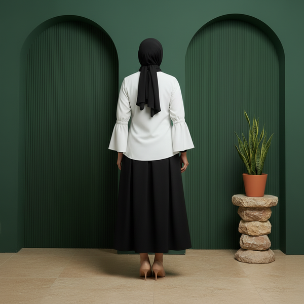 Bayang Blouse - White & Ayla Skirts - Black (Sold Separately)