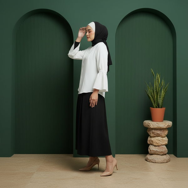 Bayang Blouse - White & Ayla Skirts - Black (Sold Separately)