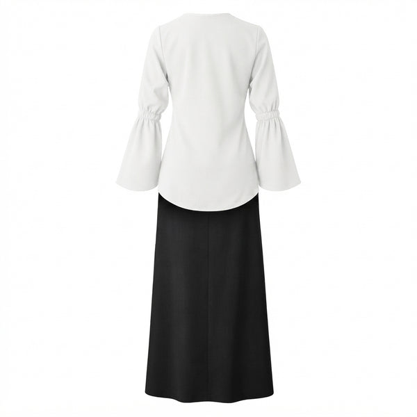 Bayang Blouse - White & Ayla Skirts - Black (Sold Separately)