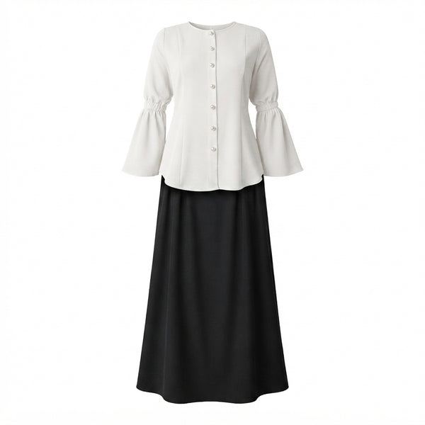 Bayang Blouse - White & Ayla Skirts - Black (Sold Separately)