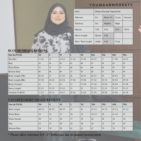 Daleya Tapered Kurung Set - Brown/Black Floral