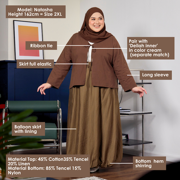 Delilah Cardigan & Skirt - Rich Brown