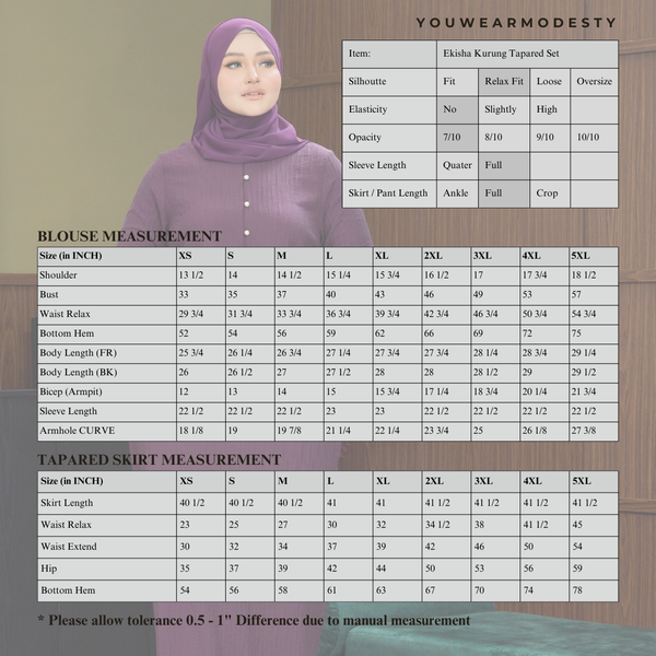 Ekisha KurungTapered Set - Plum