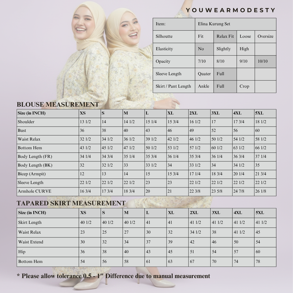 Elina Tapered Kurung Set - Yellow