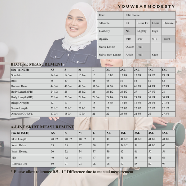 Ellie Pretty Blouse & Skirt - Navy