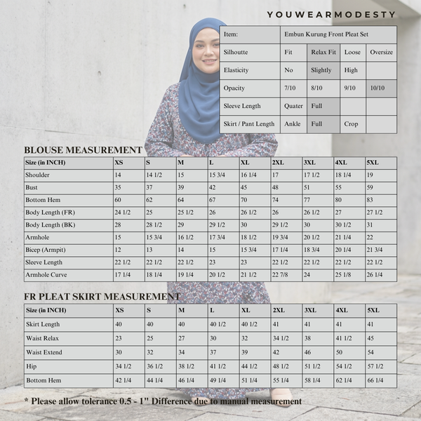 Embun Kurung FR pleat Set - Black