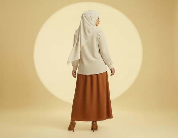 Nara Blouse & Skirt - Beige/Caramel (Sell Separately)