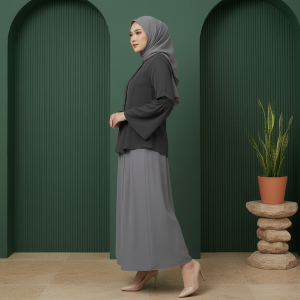 Bayang Blouse - Black & Ayla Skirts - Grey (Sold Separately)