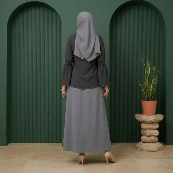 Bayang Blouse - Black & Ayla Skirts - Grey (Sold Separately)