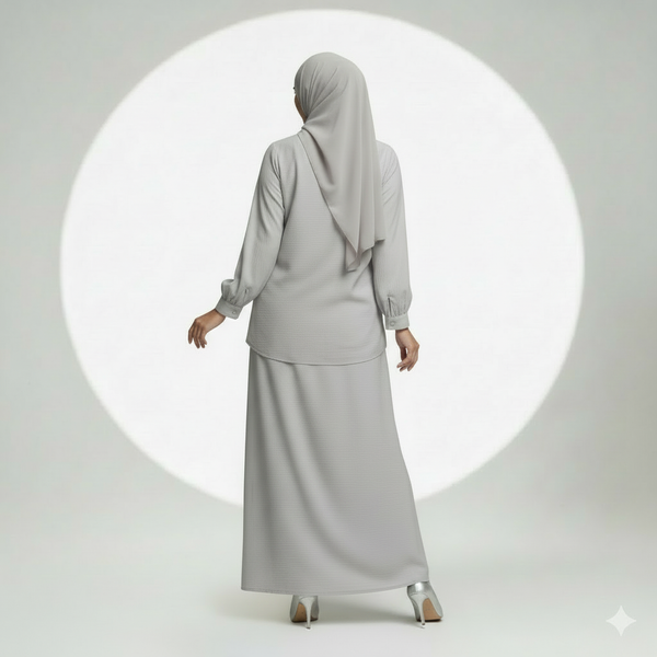 Nara Blouse & Skirt - Grey (Sell Separately)