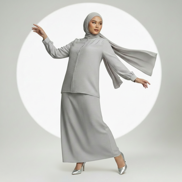 Nara Blouse & Skirt - Grey (Sell Separately)