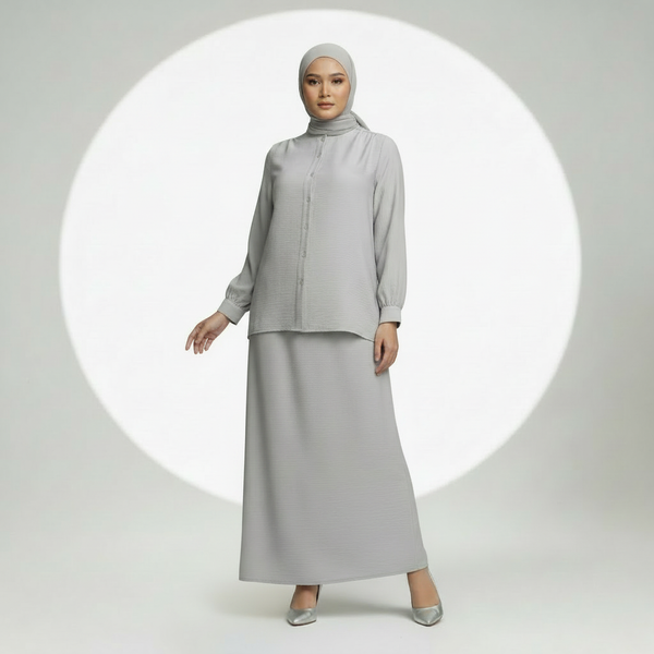 Nara Blouse & Skirt - Grey (Sell Separately)