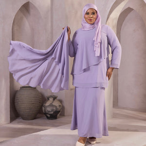 Khushi Mermaid Kurung Set - Lilac