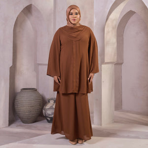 Mehra Mermaid Kurung Set - Chocolate/Rich Brown