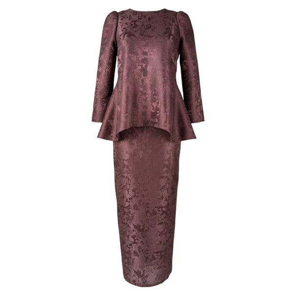 Jaswin Tapered Kurung Set - Plum